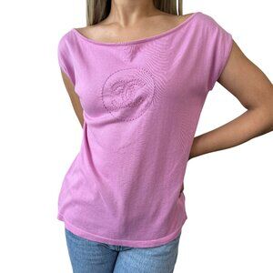 CHANEL Vintage 07P CC Summer Knit Circle Logo Top #36 Stitch Pink [103559]